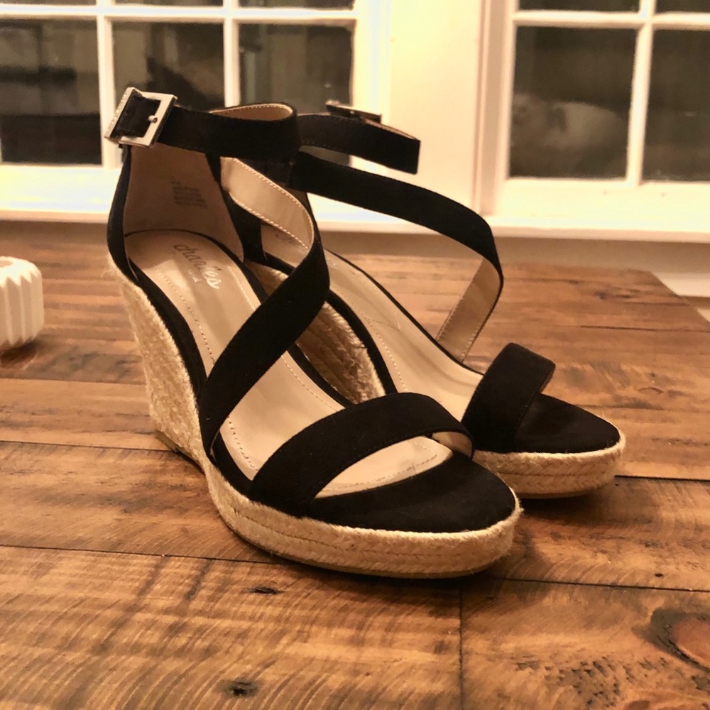 Charles David “Lou” black wedges / sandals